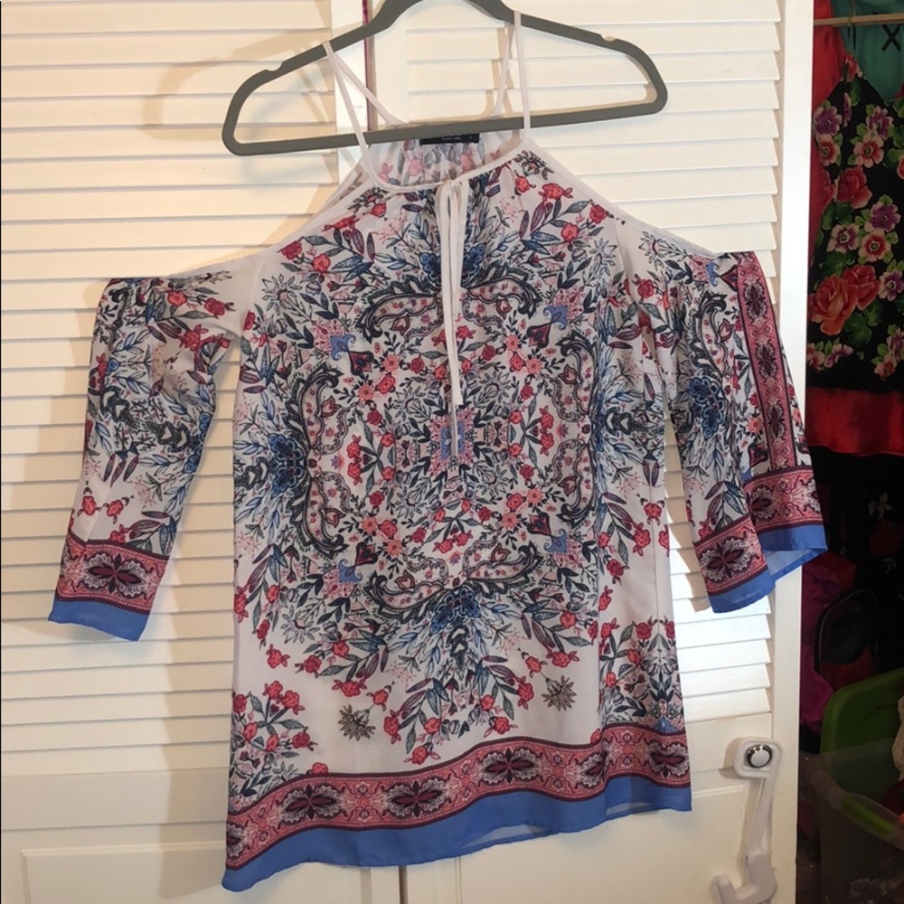 MOD Cold shoulder dress tunic size small blue red